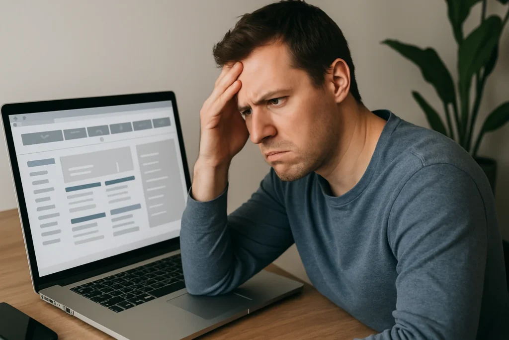 Confusing website interface